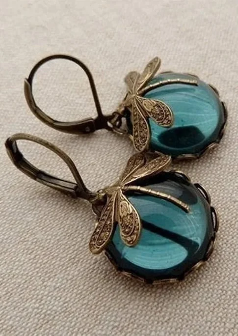 Vintage Dragonfly Glass Earrings