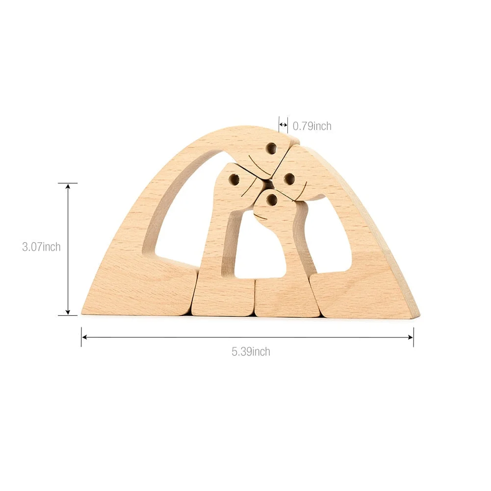 Adornos de madera Wooden Dog Craft Figurine Home Office Table Ornament Easter Decoration Love Dog Pet Lover Gifts oficina OEM 515-3