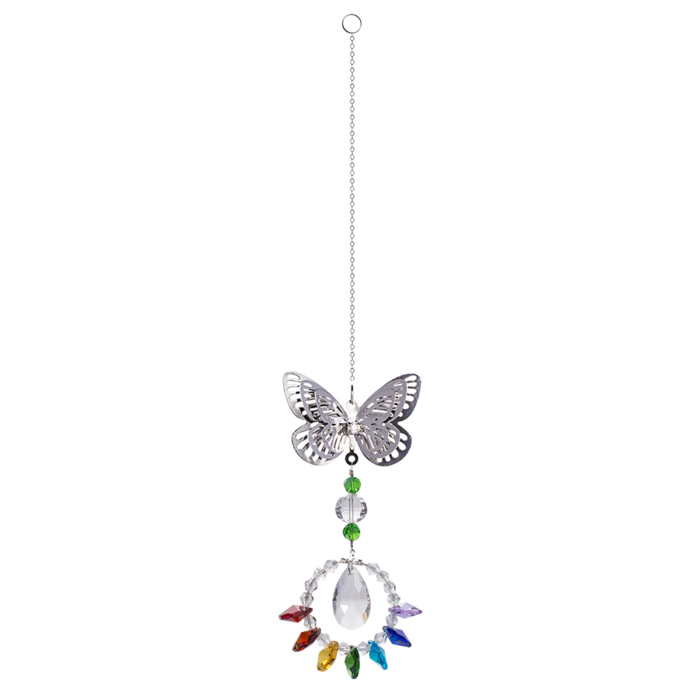 

Metal Butterfly Love Ring Crystal Pendant Octagonal Bead Colorful Ornament, 501 Original