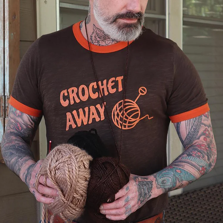 BrosWear Old Men'S Crochet Away Letter Print Short Sleeve T-Shirt
