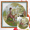 >SALE<Full Embroidery Cotton Thread14CT Counted Noblewoman and Dog Cross Stitch44x44cm