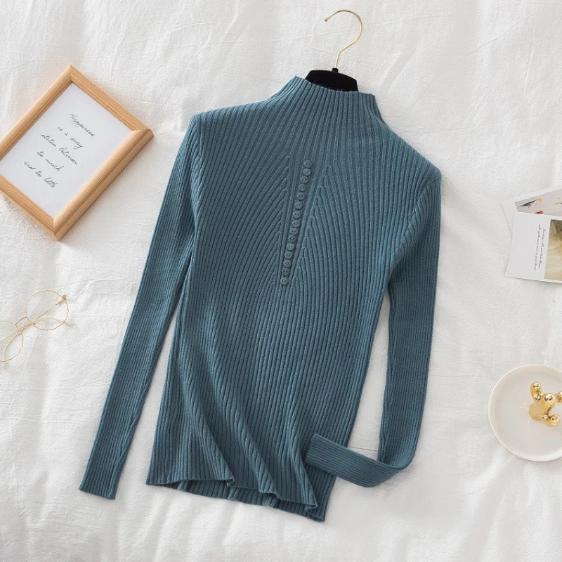 Uveng Uveng Collar Sweater Bottomed Women's Long-Sleeved Top 2024 Autumn And Winter New Button Tight Knitted Shirt