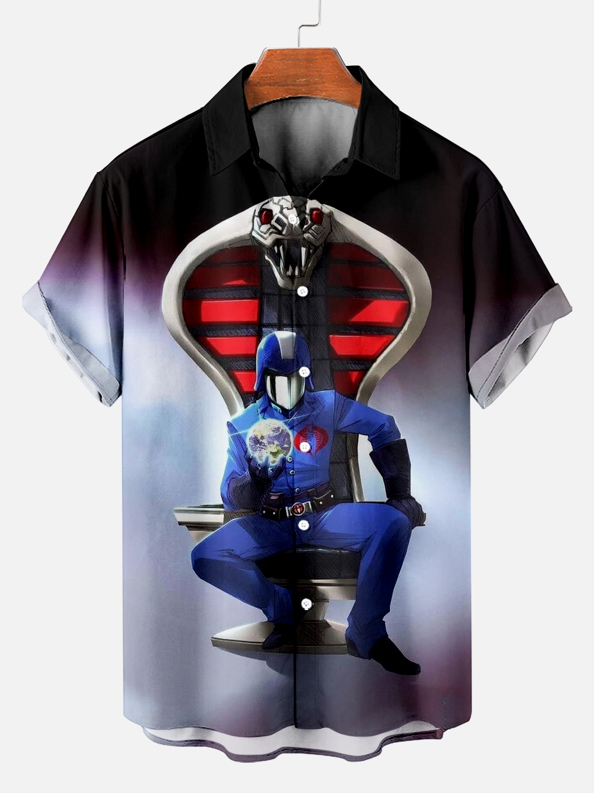 Retro Movie Commander Ombre Short Sleeve Shirt PLUSCLOTHESMAN