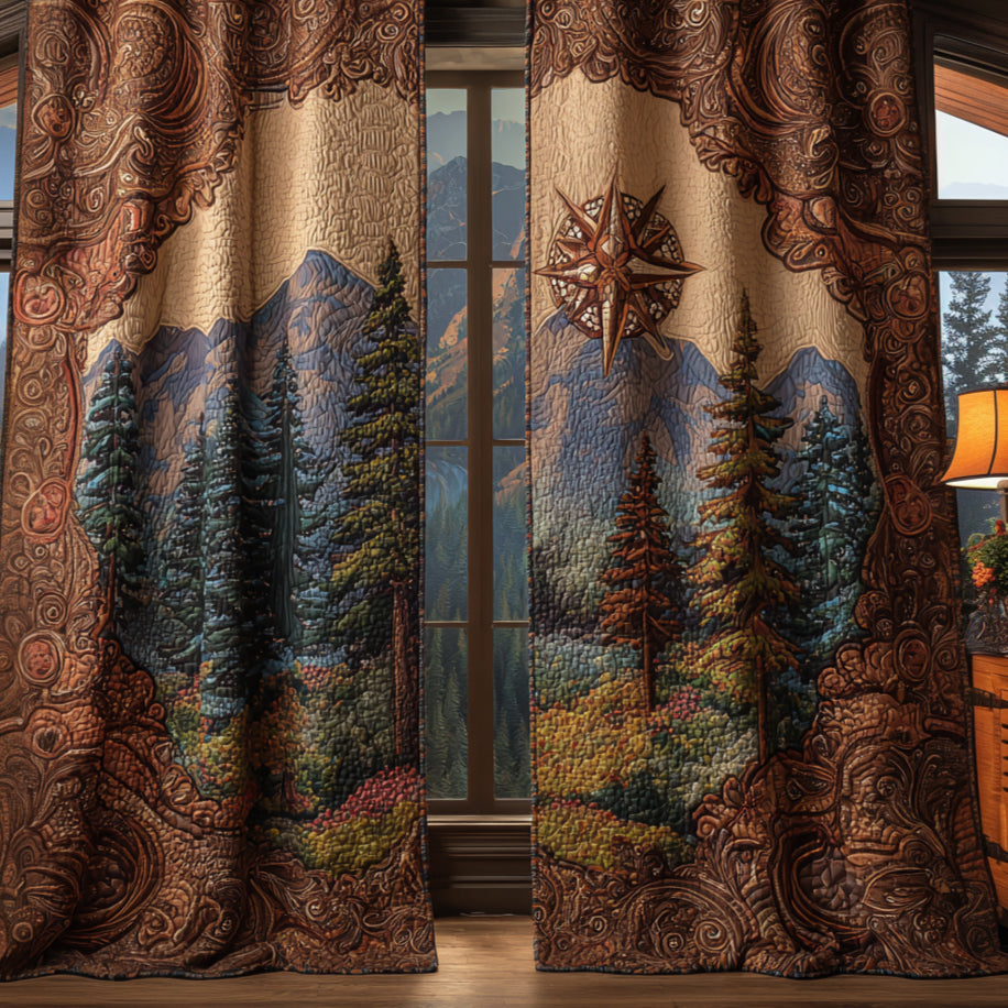 Serene Pines Printed Quilted  Curtains NCU0DV8557