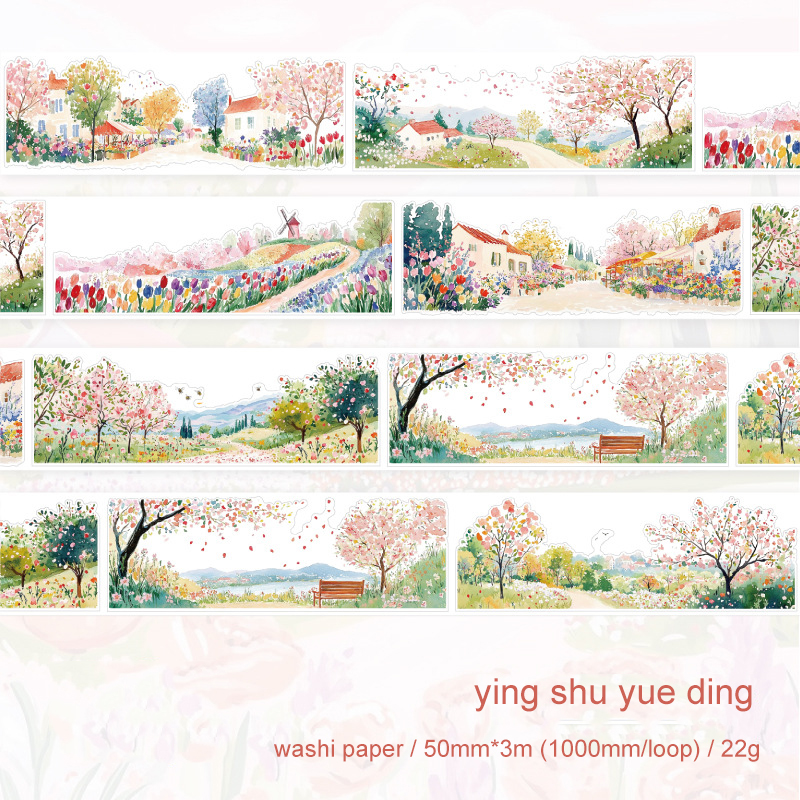 Washi Tape - 50mm*300cm Healing Holiday Series Vintage Plant Flower Landscape 