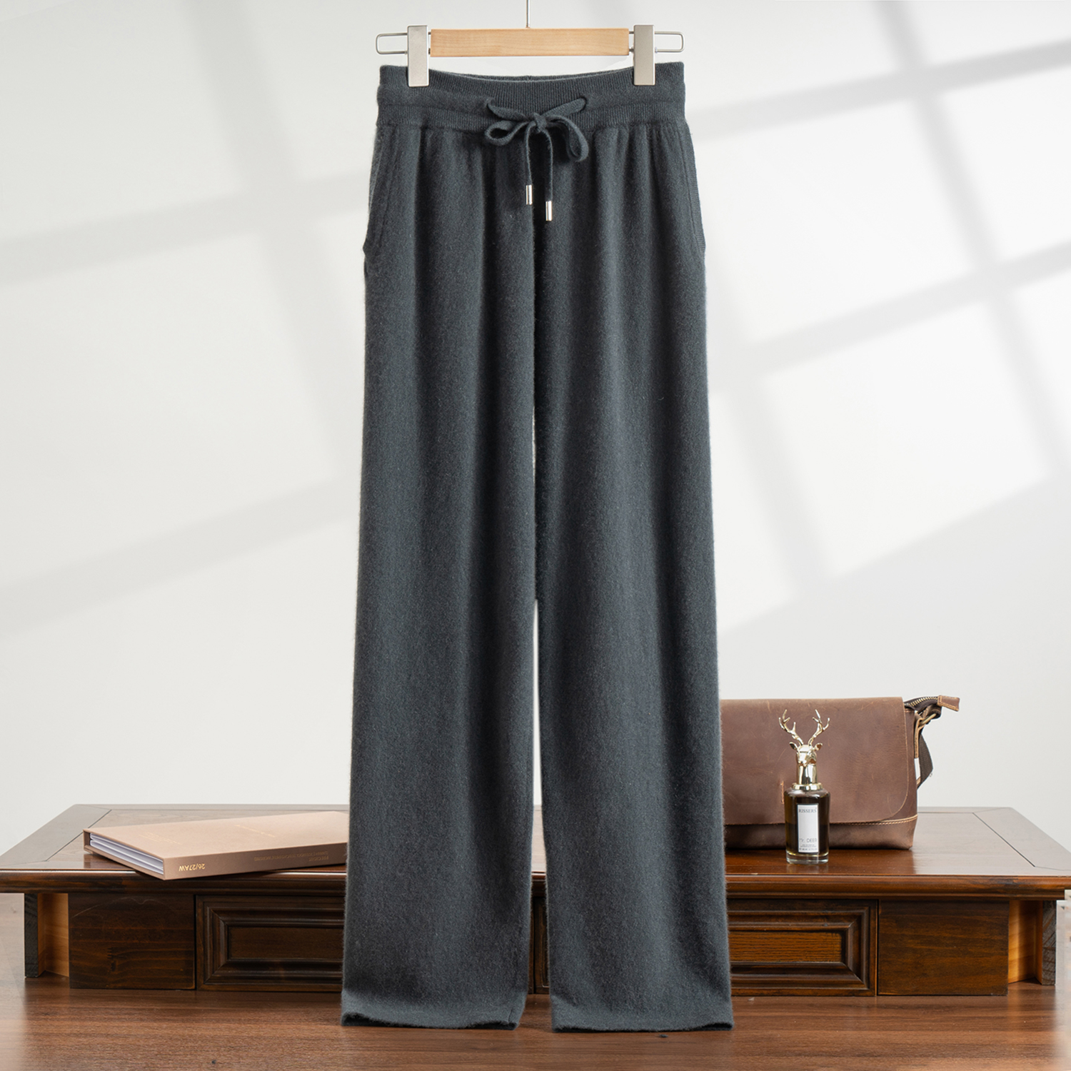 Soft Men's Wide-leg Cashmere Pants REAL SILK LIFE