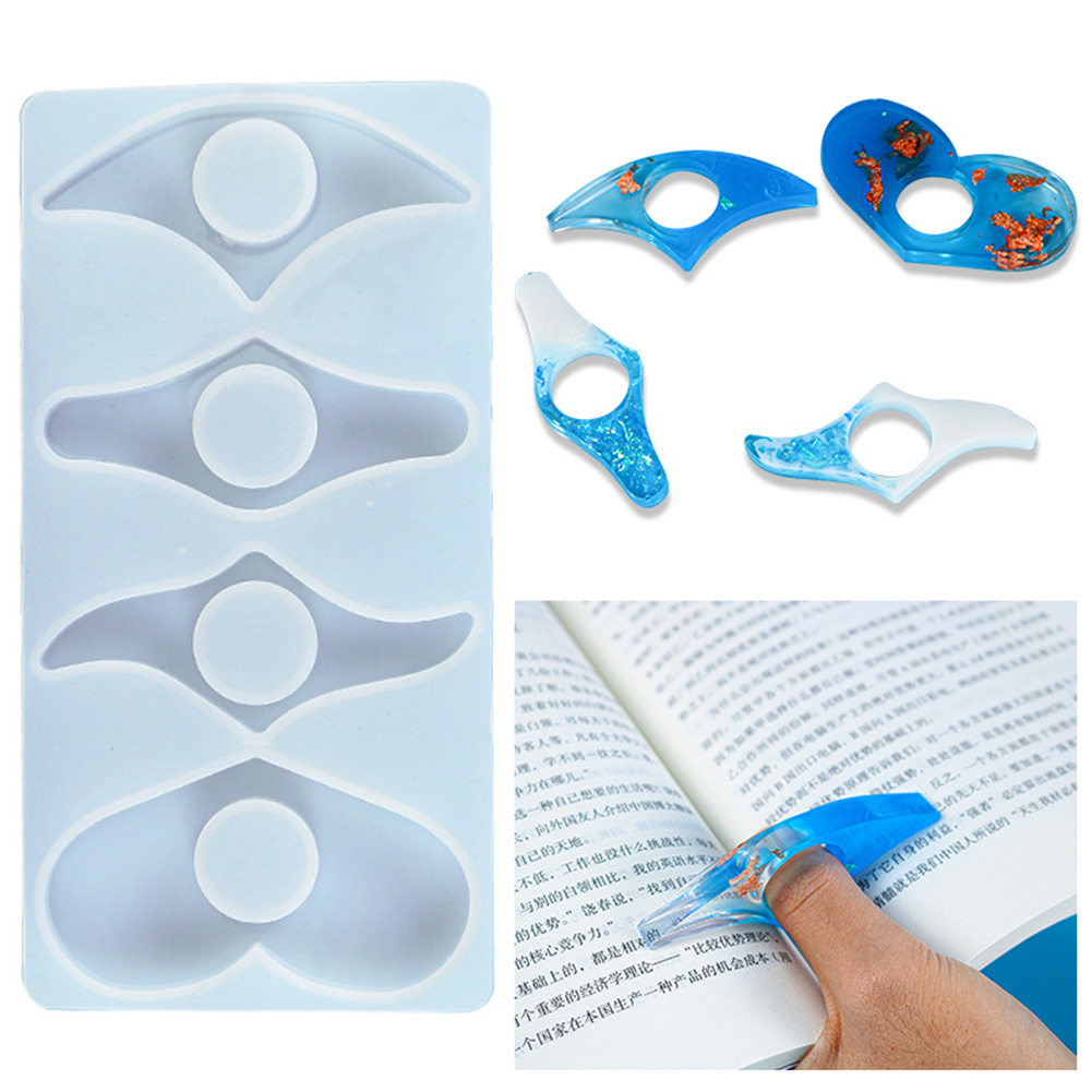 4 Cavity DIY Book Page Holder Resin Mold Thumb Bookmark Epoxy Casting Mould gbfke