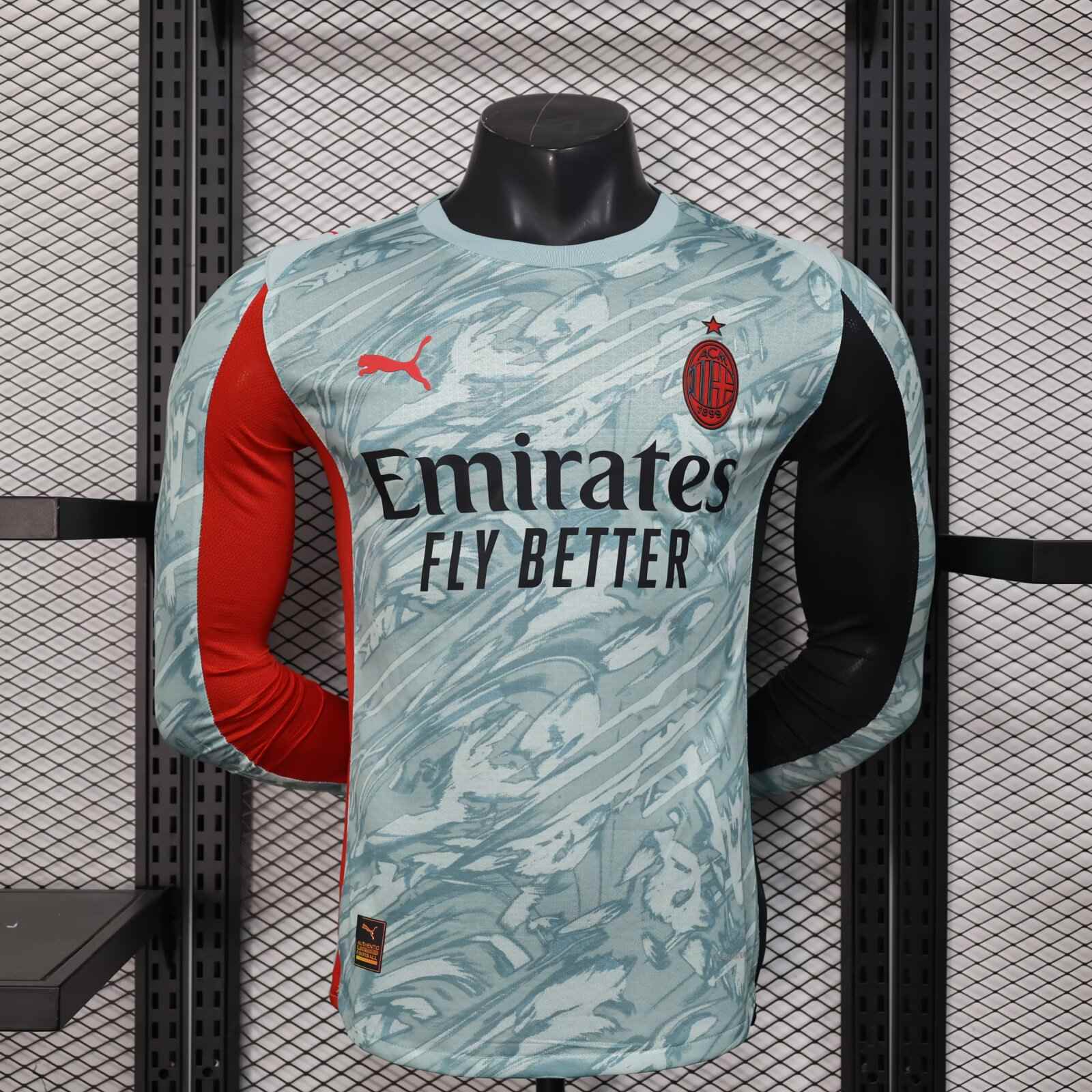 2025/2026 Player Version Long Sleeve AC Milan Away Football Shirt 1:1 Thai Quality（The player version jersey is a bit tight, please pay attention to the size selection）