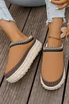 Women's Contrast Stitch Detail Faux Suede Plush Winter Clog Slippers