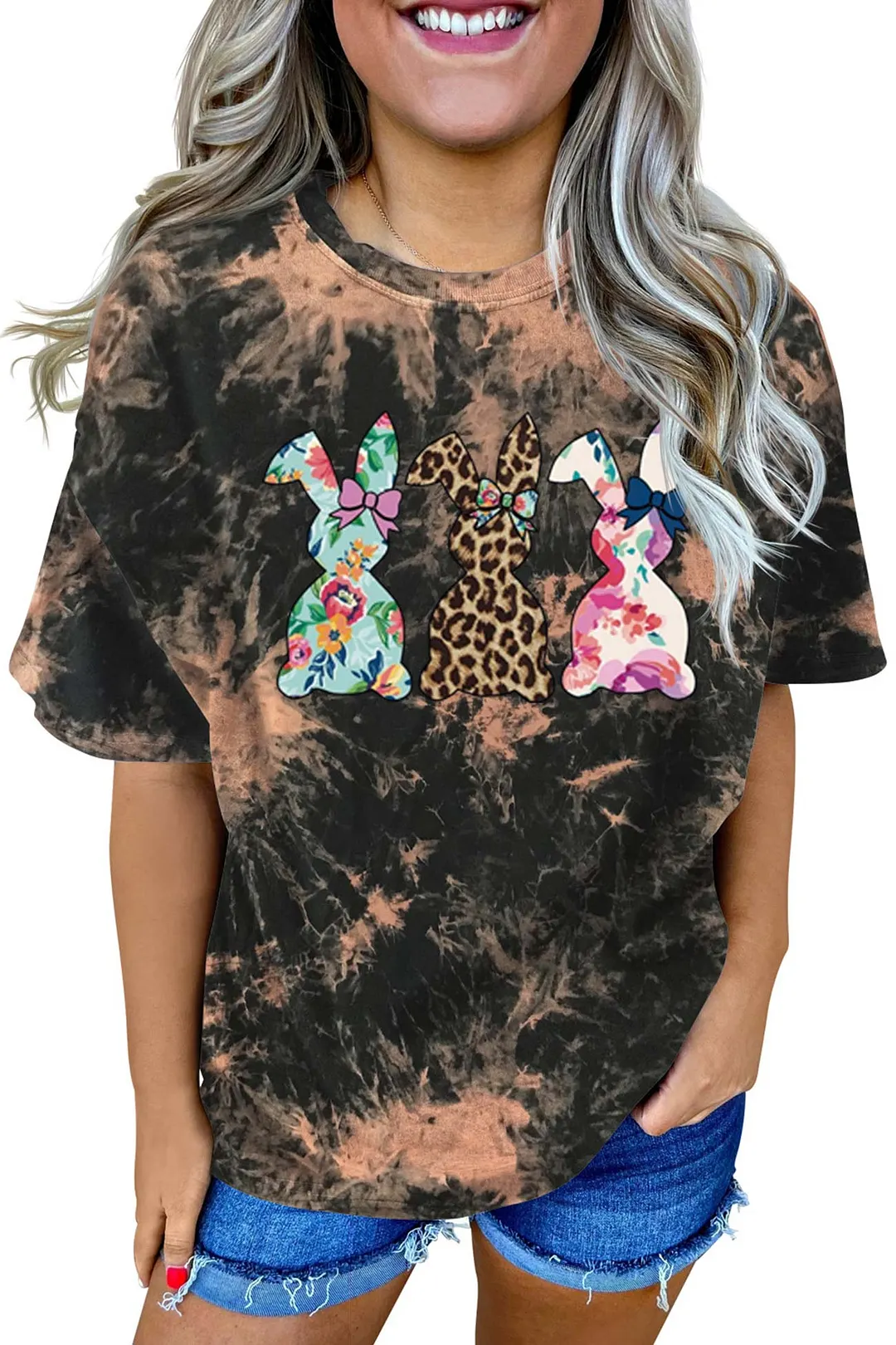 Tie-dye Rabbit Graphic with T-shirt Design