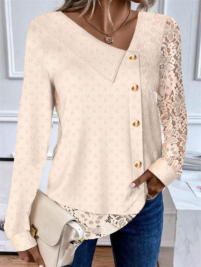 Women Half Sleeve V-neck Solid Color Dress