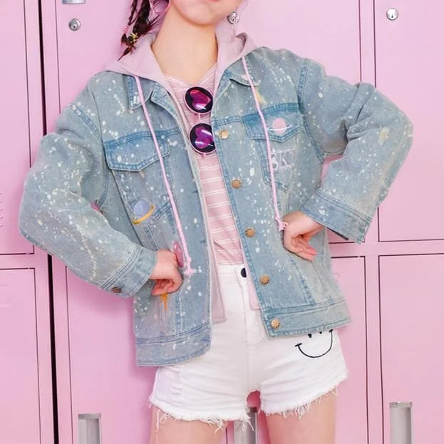 [Reservation]Blue Kawaii Candy Space Denim Hoodie Coat SP1811982