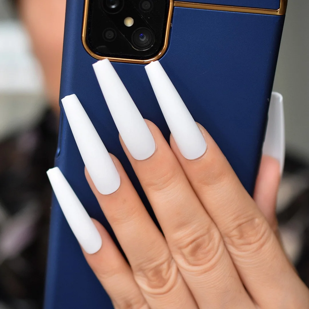 Black Fingernails Super Extra Long Coffin Slim Fake Nails For Women Matte Acrylic Nail Tips DIY Wholeslae Supplies Manicure-Nail Inspo