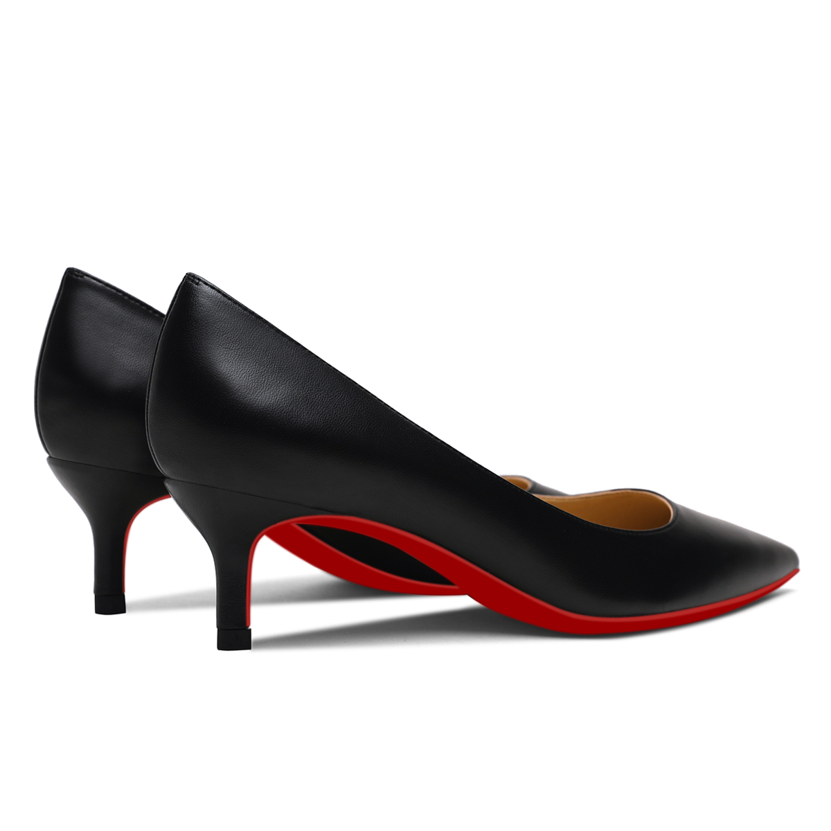 50mm Women's Low Heel Kittens Pointed Toe Casual Slip On Matte Red Bottoms Pumps-vocosishoes