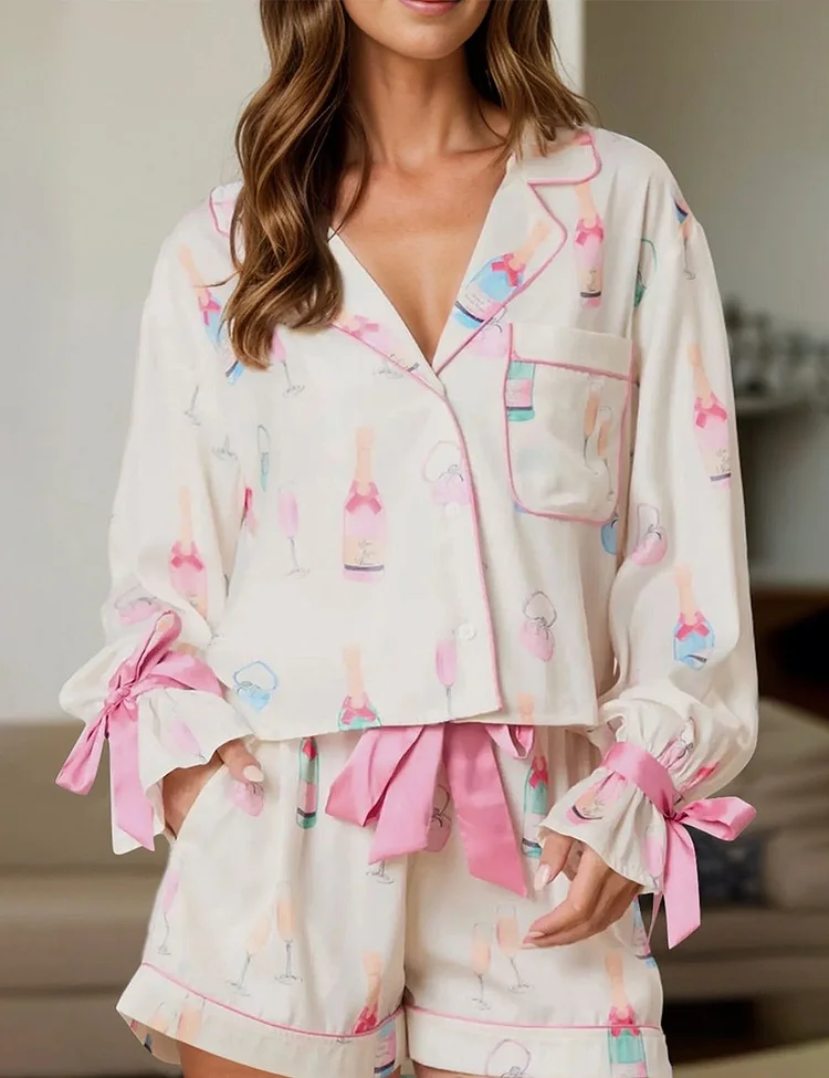Women's Wine & Glass Pajama Set
