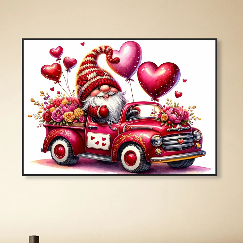 Full Round Diamond Painting 40*30cm - Valentine'S Day Float Gnome