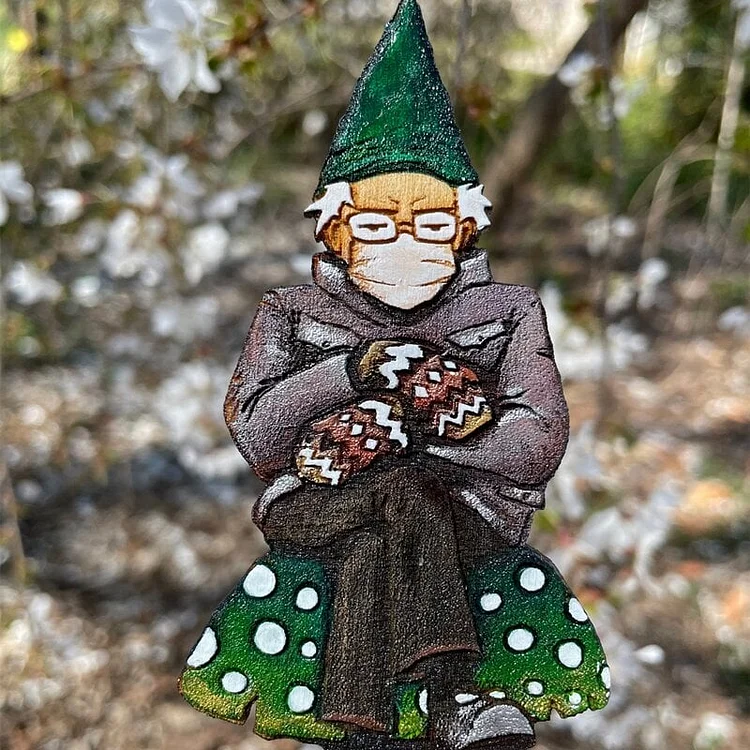 Bern in a fern - Grumpy Bernie Garden Gnome Plant/Garden Stake 