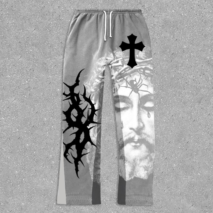 Fashionable Personalized Jesus Print Flares Sweatpants