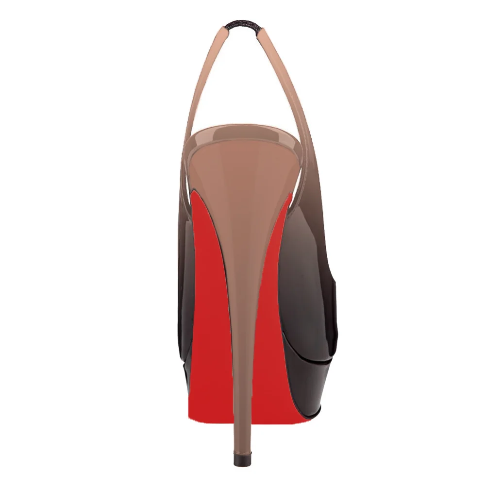 Nude Black Gradient Color Pumps Red Bottom Women's High Heels Stiletto-MERUMOTE