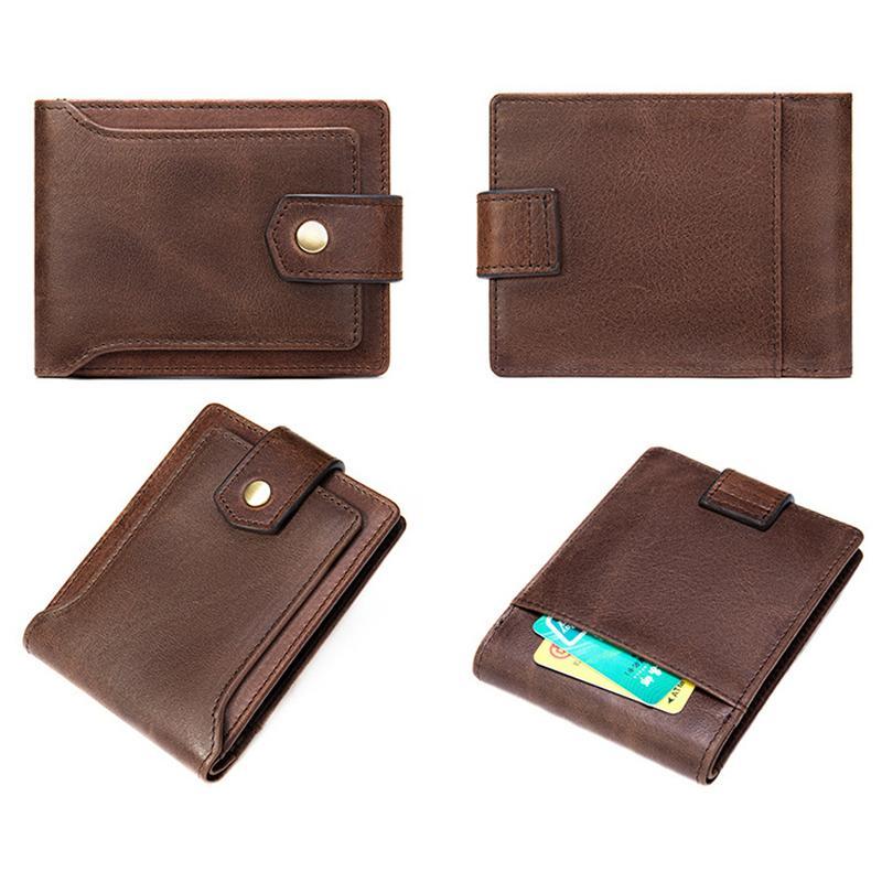 Anti-Scan Genuine Leather Currency Pocket Slip Pocket Coin Slot Lightweight Wallet
