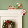 (US Local)Wooden Santa Claus 5D DIY Diamond Painting Door Topper Decor for Party Ornament