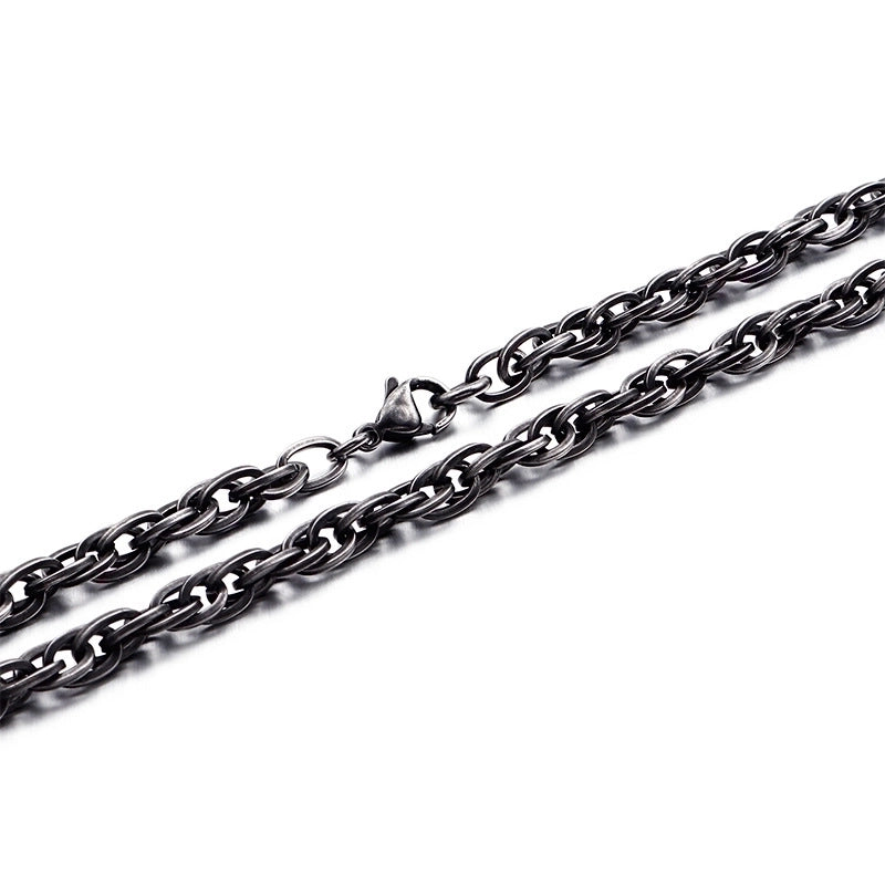 Retro Geometric Titanium Steel Double Ring Chain Men's