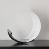 White Half-Moon-Shaped Desk Lamp, Dimmable Metal Desk Lamp