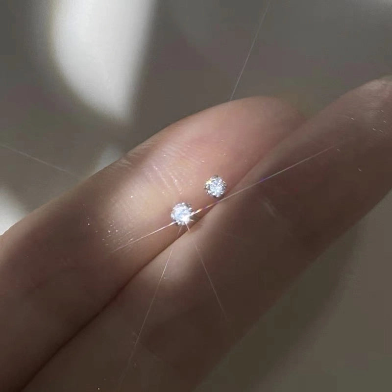 1 Pair 925 Sterling Silver Rhinestones Geometric Earrings