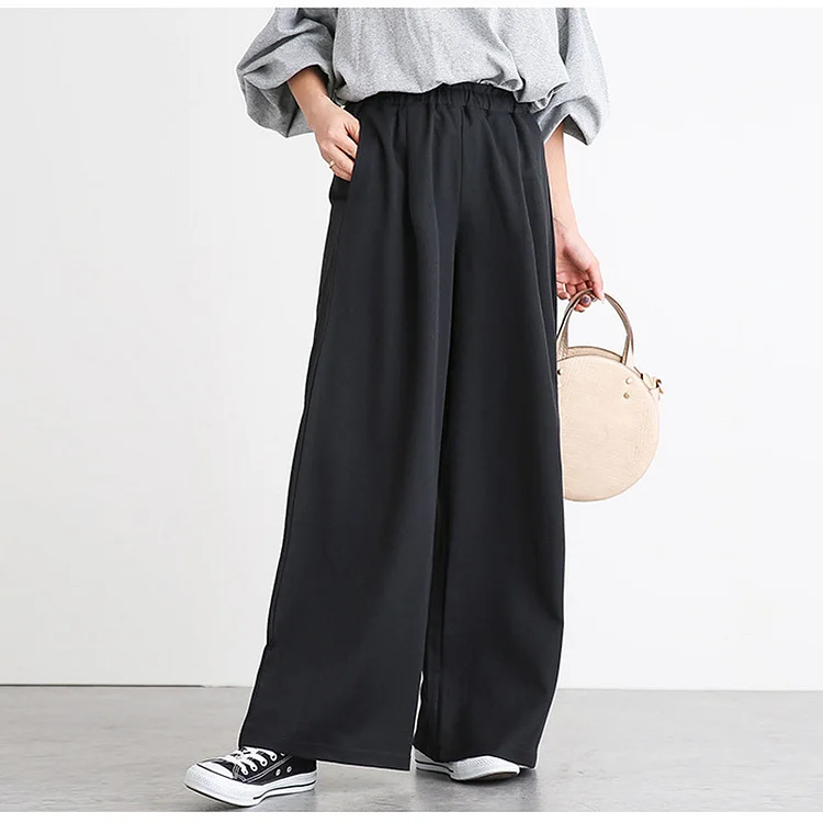 Loose Solid Color Wide-Leg Pants