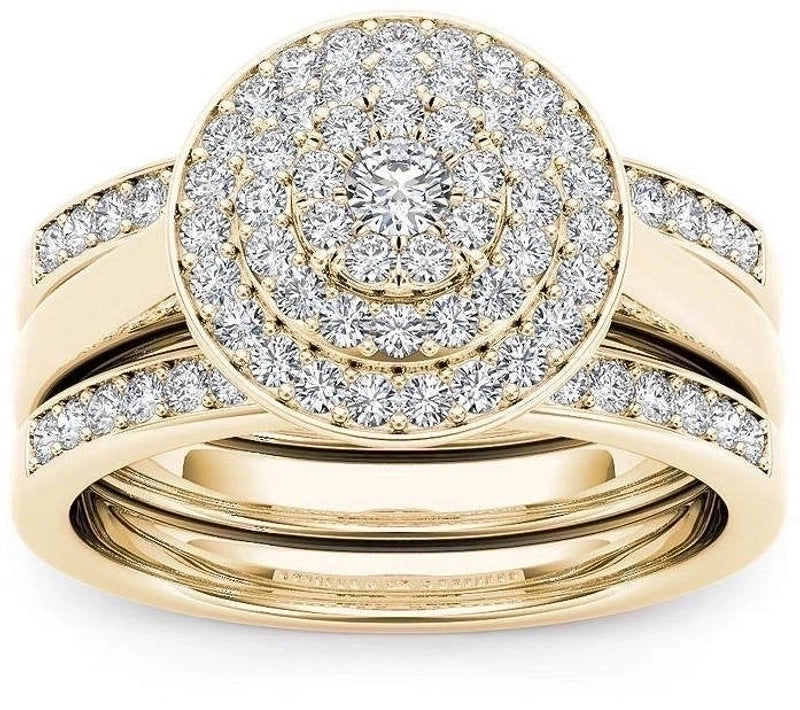 Fashion Flower Alloy Plating Artificial Gemstones Women’S Ring Sets