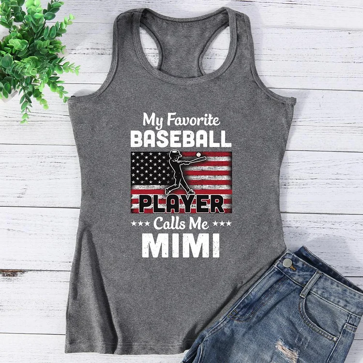My Favorite Baseball Player Calls Me Mimi American Flag Vest Top-Annaletters