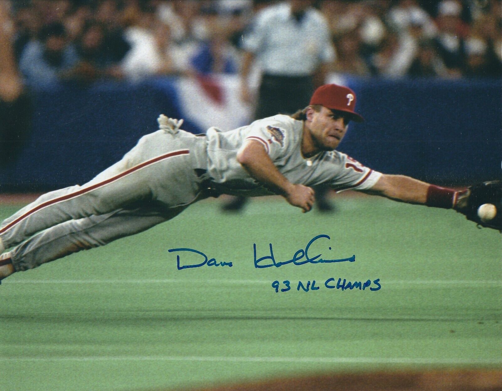 Signed 8x10 DAVE HOLLINS Philadelphia Phillies Autographed Photo Poster painting - COA