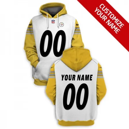 Men's Pittsburgh Steelers Active Player Custom 2021 White Pullover Hoodie VM8M
