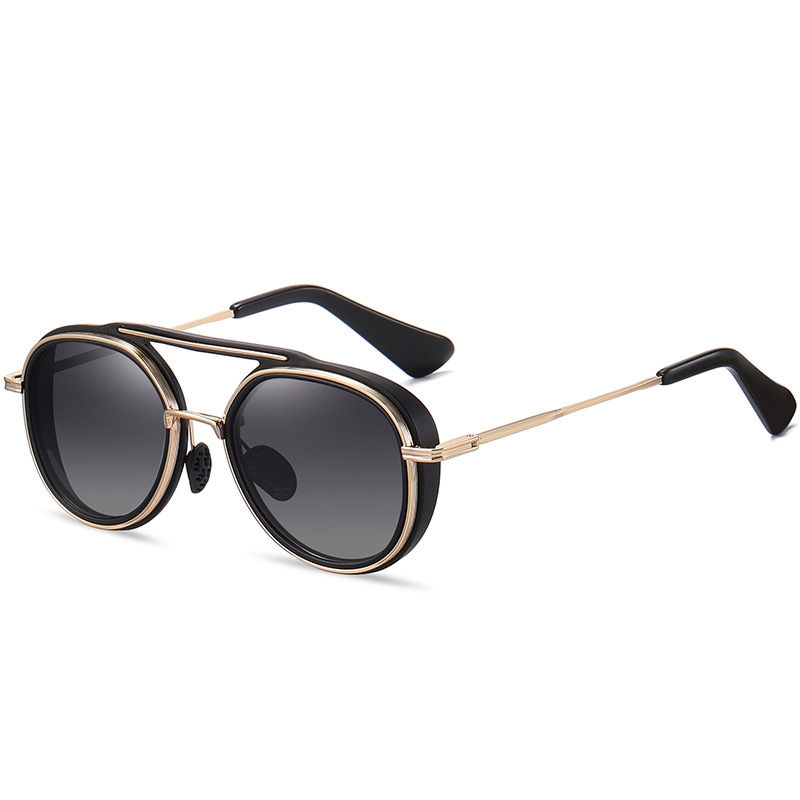 Mature Ladies & Men Colorful Two-tone Fashion Metal Polarized Sunglasses