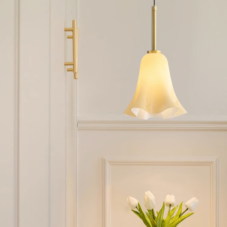 Contemporary Vintage Floral Iron Glass 1-Light Pendant Light For Bedroom