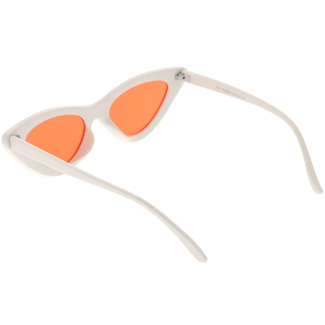 Womens Exaggerated Slim White Frame Cat Eye glasses Color Tinted Lens 48mm