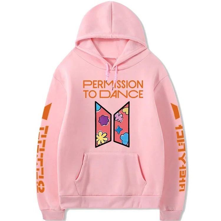 Permission To Dance Print Candy Color Hoodie