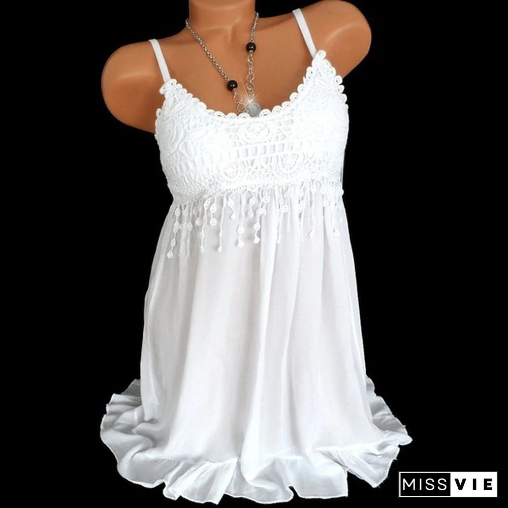 7 Colors Tops Women Lady Sexy Summer Sleeveless Top Blouse Lace Vest Tank Shirt