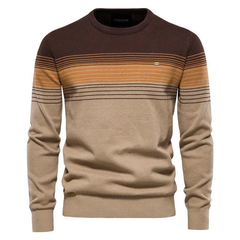 Aonga  Cotton Striped Sweater Men Casual Brand Pullovers High Quality Warm Mens Sweaters New Winter Fashion Sweater for Men