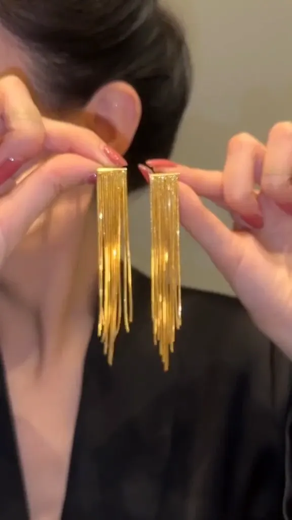 diamond tassel earrings