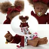 Silicone Realistic Newborn Caramel Skin Black Baby Girl Dolls 22 Inch For Gift 