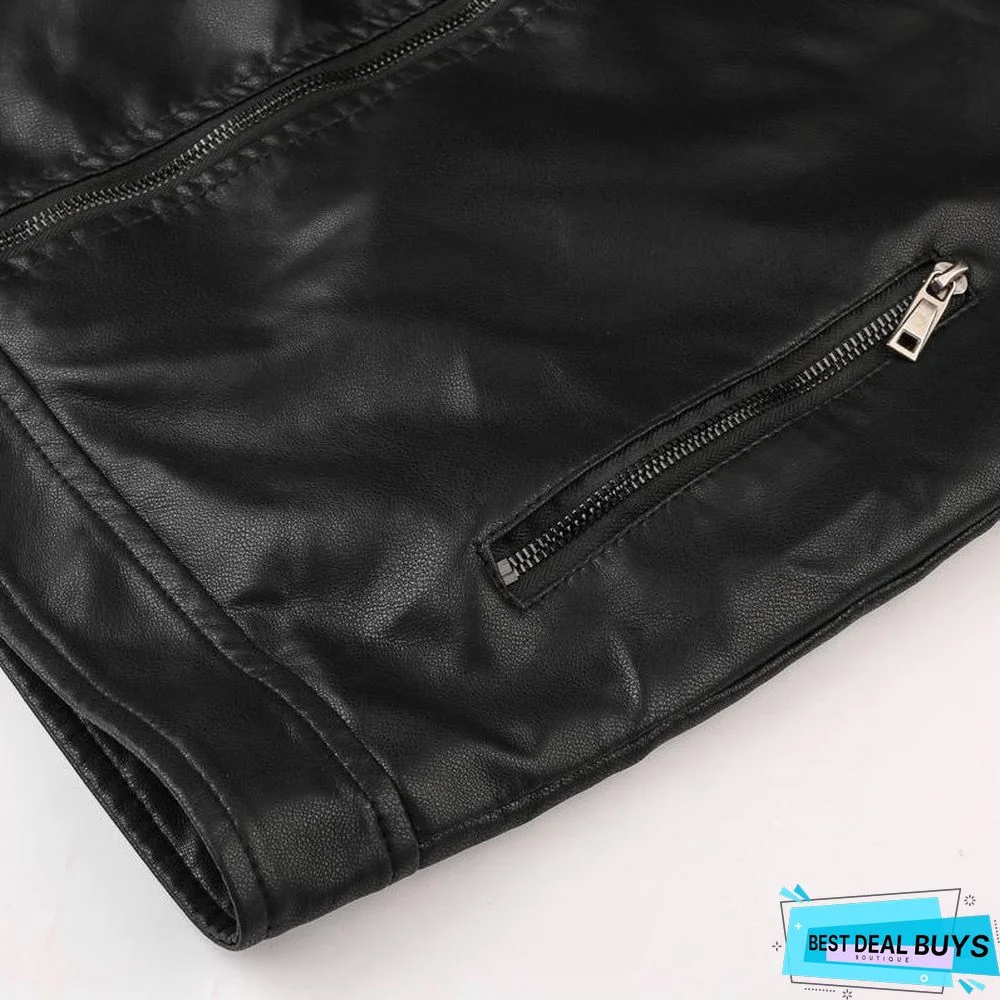 Men's Leather Jacket Fashion with Fleece Thicken Motorcycle Jacket Men Slim Style Quality Leather Jacket