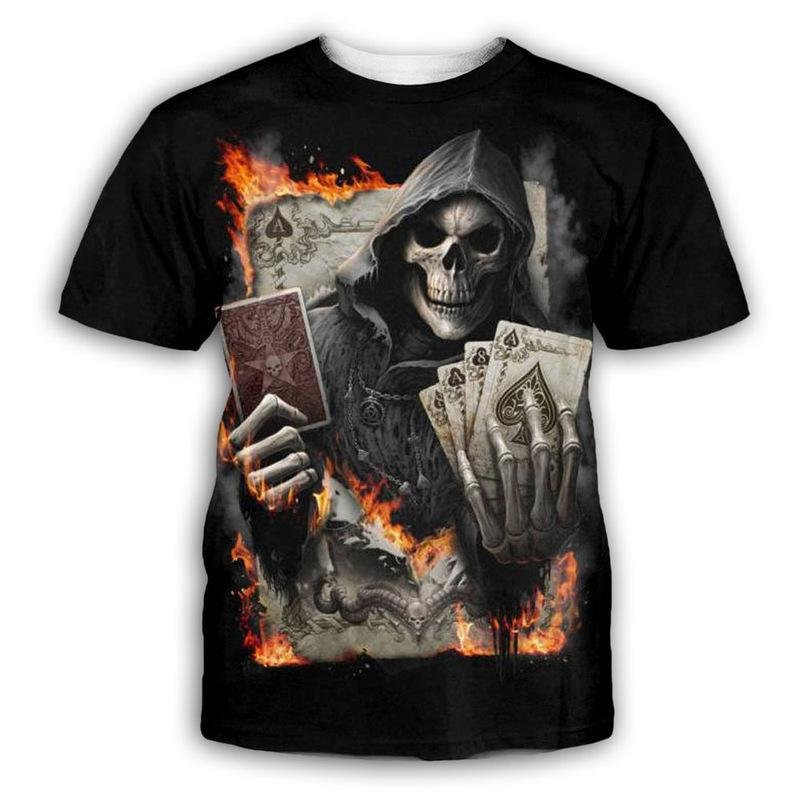 Men's Gothic Printed O Neck Short Sleeve T-shirt