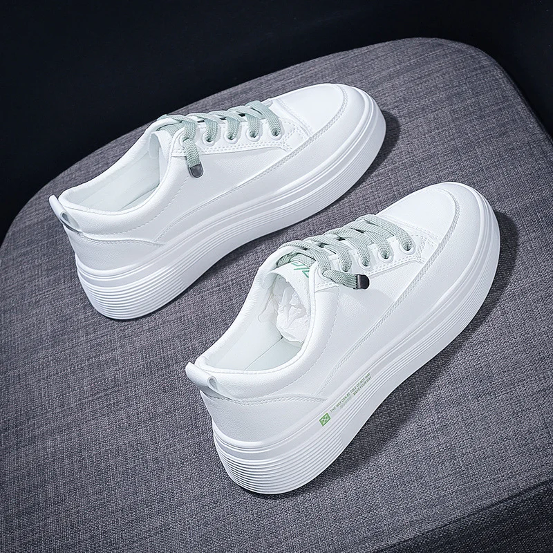 Yyvonne Women Sneakers 2022 Fashion Breathble Vulcanized Shoes Women Pu leather Platform Shoes Women Lace up Casual Shoes White2022
