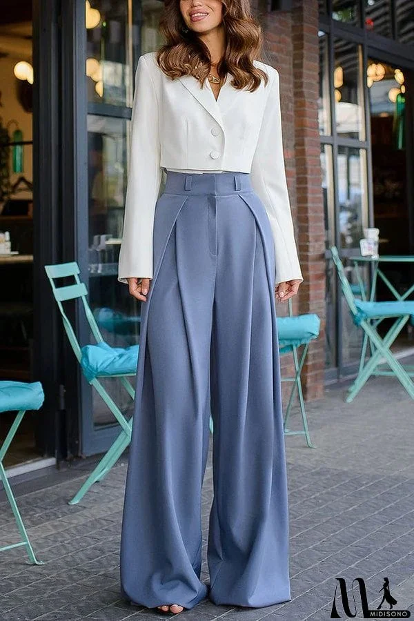 MidiSono - Palazzo Style High Waist Wide Leg Pants