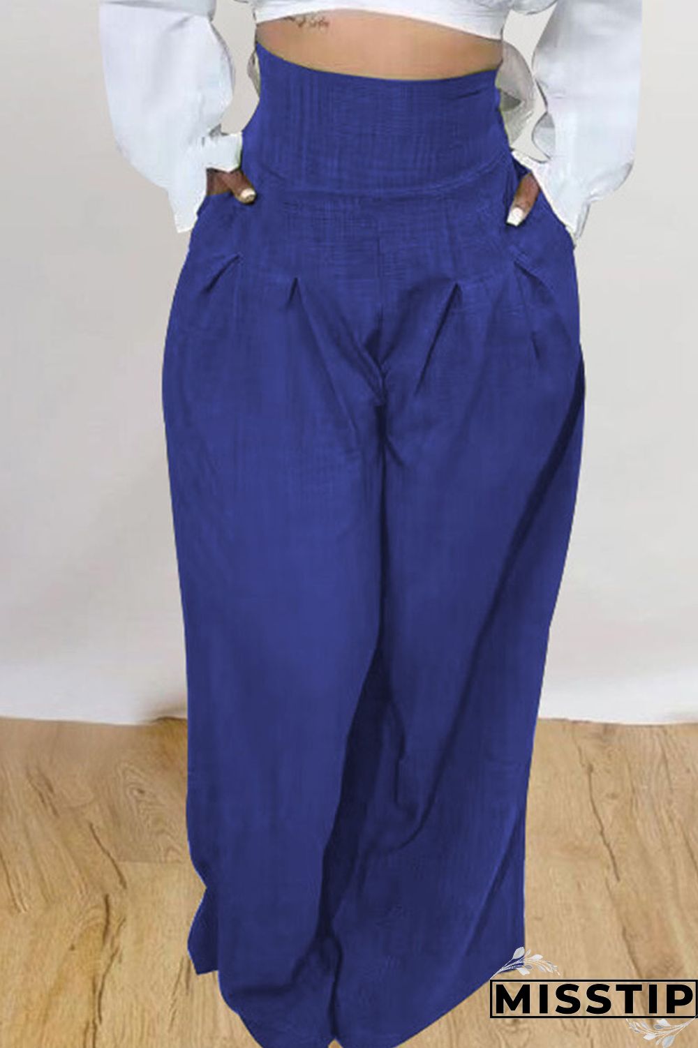 Black Casual Solid Patchwork High Waist Straight Solid Color Bottoms