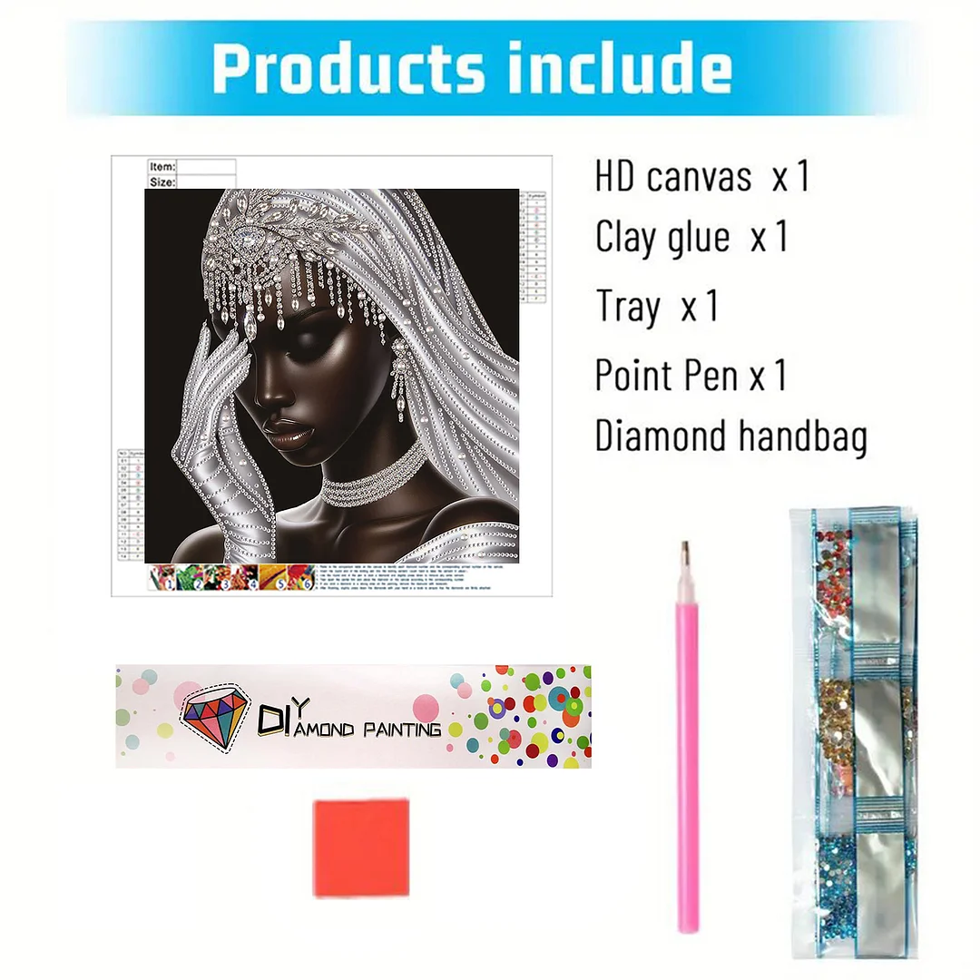 Diamond Painting - Partial Special Shaped Drill - Silver Veil Bride(Canvas|30x30cm)