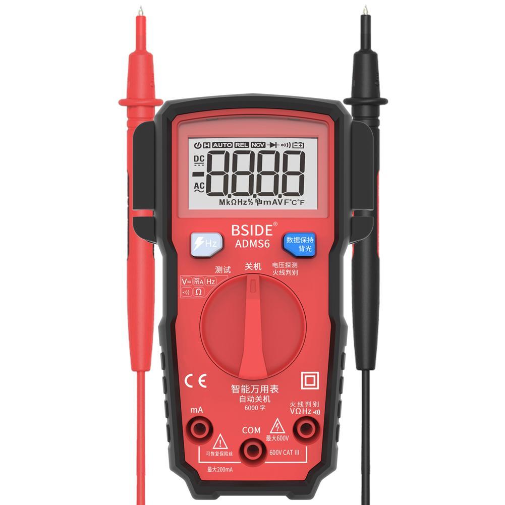 

BSIDE ADMS6 Digital True RMS 5999 Counts Tester Auto Ranging Multimeter, Red, 501 Original