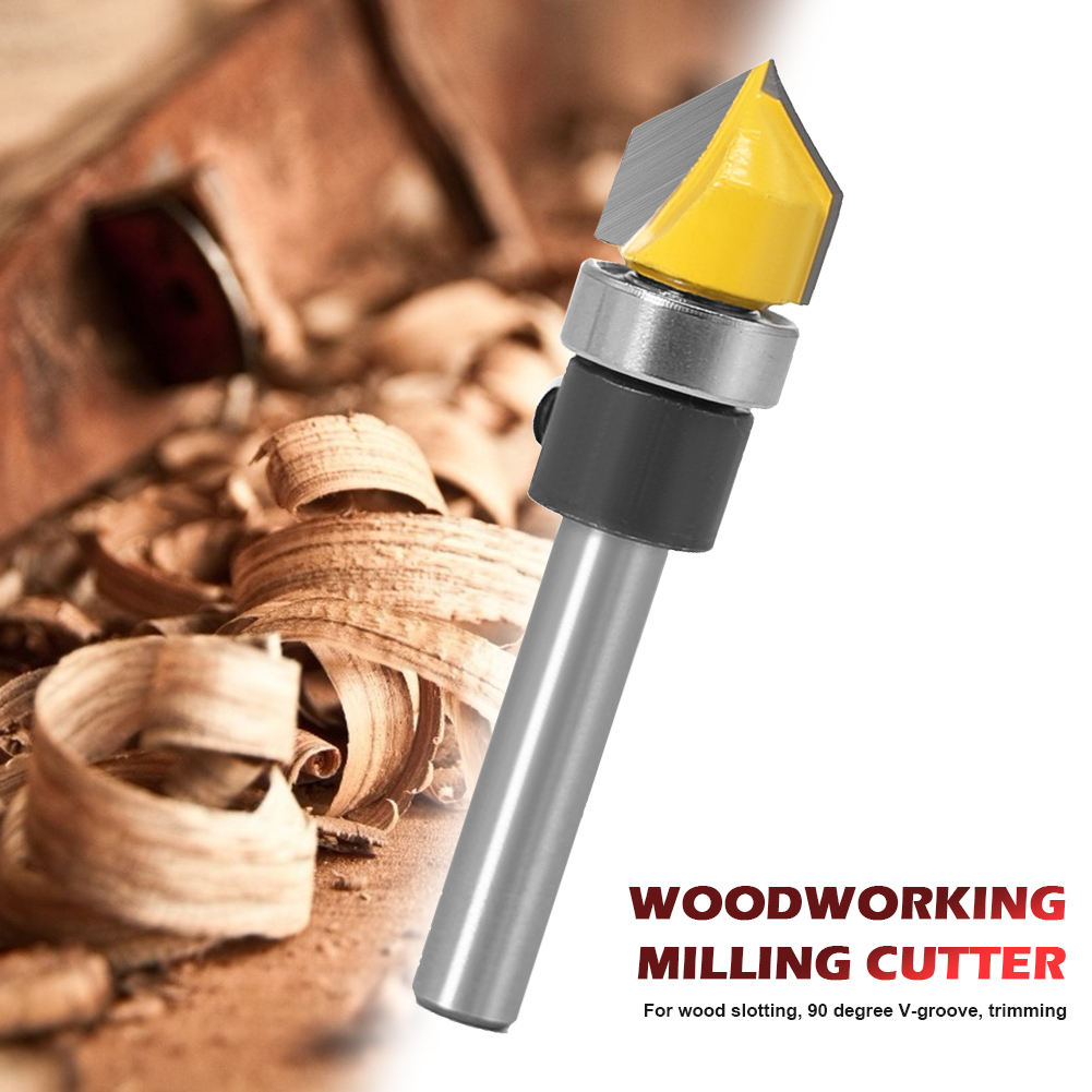 

90 Degree V-shaped Sharp Wood Slotting Cutter Woodworking Milling Cutter, 1/4*1/2, 501 Original