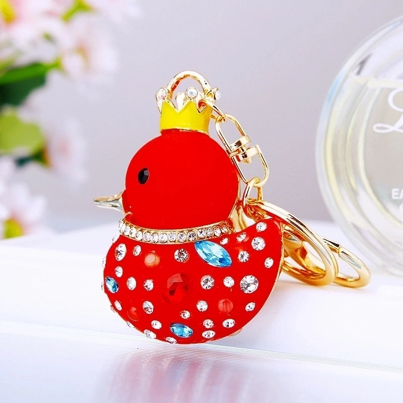 Cartoon Style Cute Duck Resin Diamond Women’s Bag Pendant Keychain